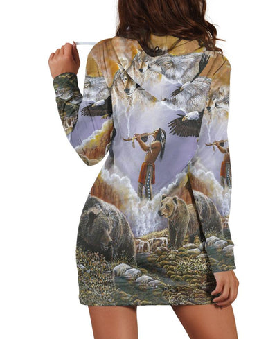 WOLF NATIVE 3D Hoodie Dress WCS