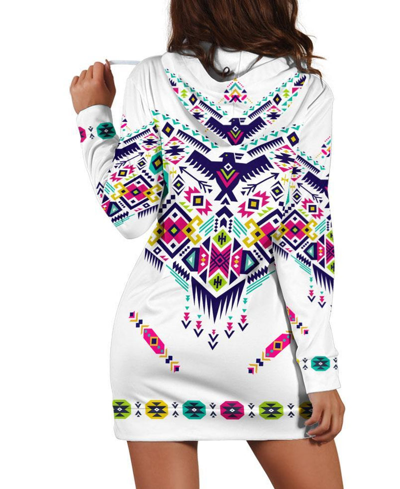 Native White Background Hoodie Dress WCS