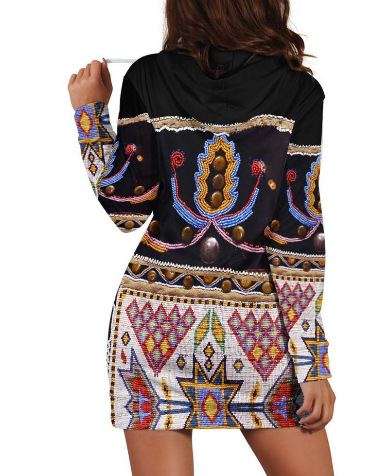 Native Feature Motifs Hoodie Dress WCS