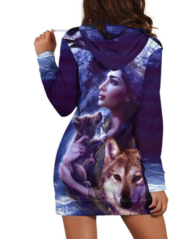 Wolf And Girl Hoodie Dress Hoodie Dress WCS