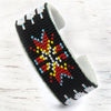 Handmade Beaded Black Red Fire Pattern Bracelet WCS