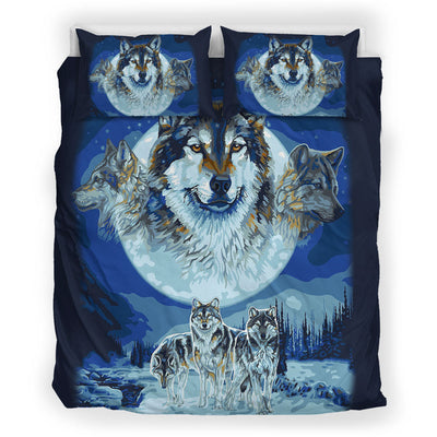 Blue Native Wolf Bedding Set WCS