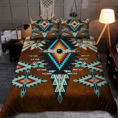 Turiquoise Native Indian Pattern Feather Native Pattern Brown Bedding Set WCS