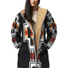 Native American Culture Pattern Horn Button Long Fleece Windbreaker WCS