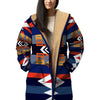 Native American Shape Horn Button Long Fleece Windbreaker WCS