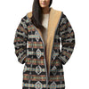 Native American Culture Pattern Horn Button Long Fleece Windbreaker WCS