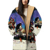 Native American Dance Horn Button Long Fleece Windbreaker WCS