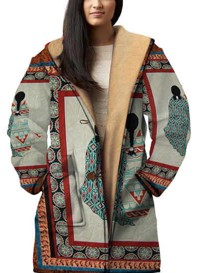 Indigenous Women Horn Button Long Fleece Windbreaker WCS