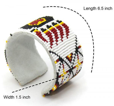 White Yellow Bear Paw Handmade Beaded Cuff Bracelet WCS