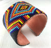 Multicolor Medicine Man'S Eye Beadwork Men'S Beaded Cuff Bracelet Leather WCS