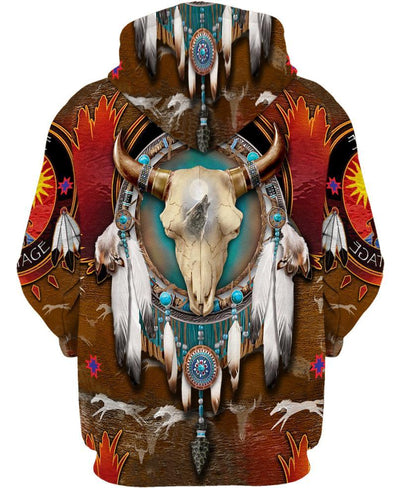 Native Bison Skull 3D Hoodie - Native American Pride Shop