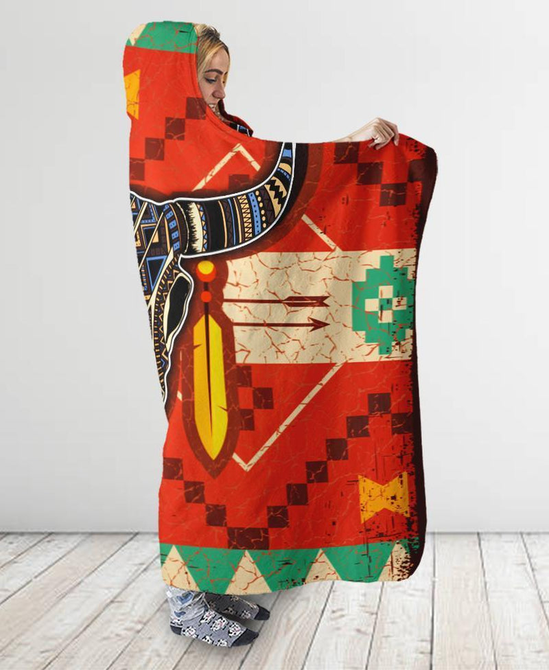 Buffalo Pattern Hooded Blanket WCS