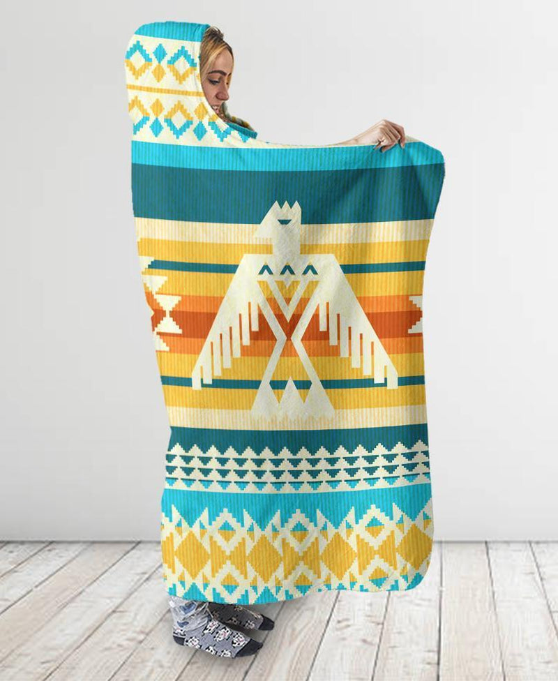 Border Pattern Hooded Blanket WCS