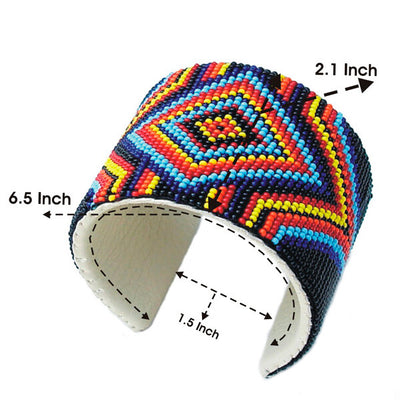 Multicolor Medicine Man'S Eye Beadwork Men'S Beaded Cuff Bracelet Leather WCS