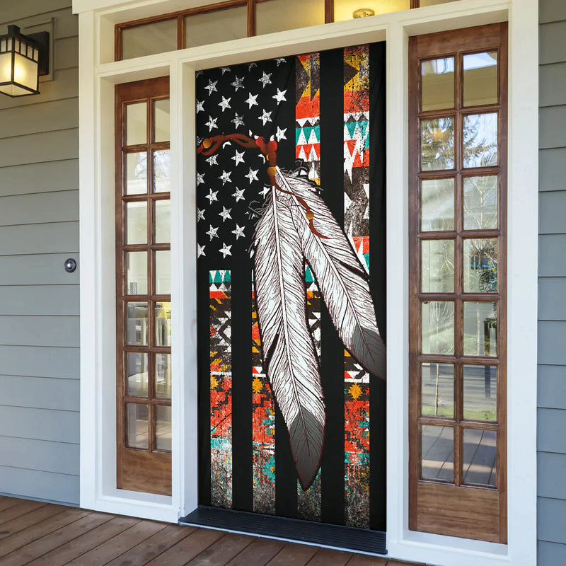 Native American Flag Feather Door Cover WCS