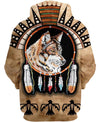 Striped Wolf Native 3D Hoodie - Native American Pride Shop