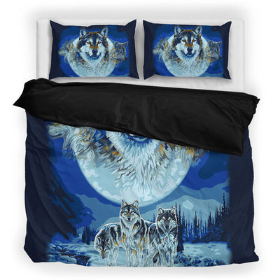 Blue Native Wolf Bedding Set WCS