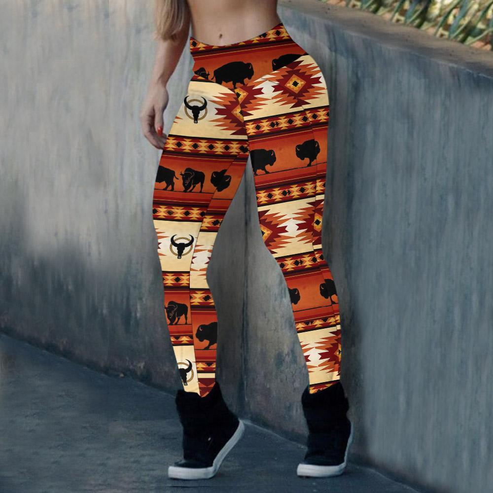 Native Buffalo Motif Dream Catcher Leggings WCS