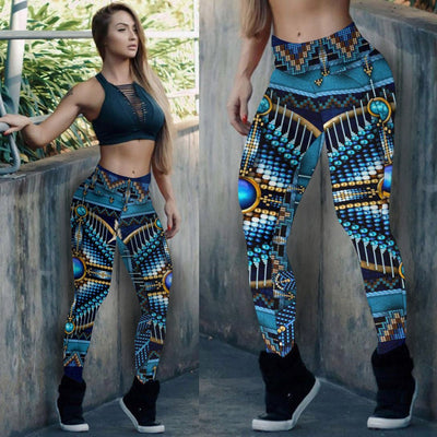 Blue Native Pattern Dream Catcher Leggings WCS