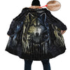 Native American Wolf Spirit Horn Button Long Fleece Windbreaker WCS