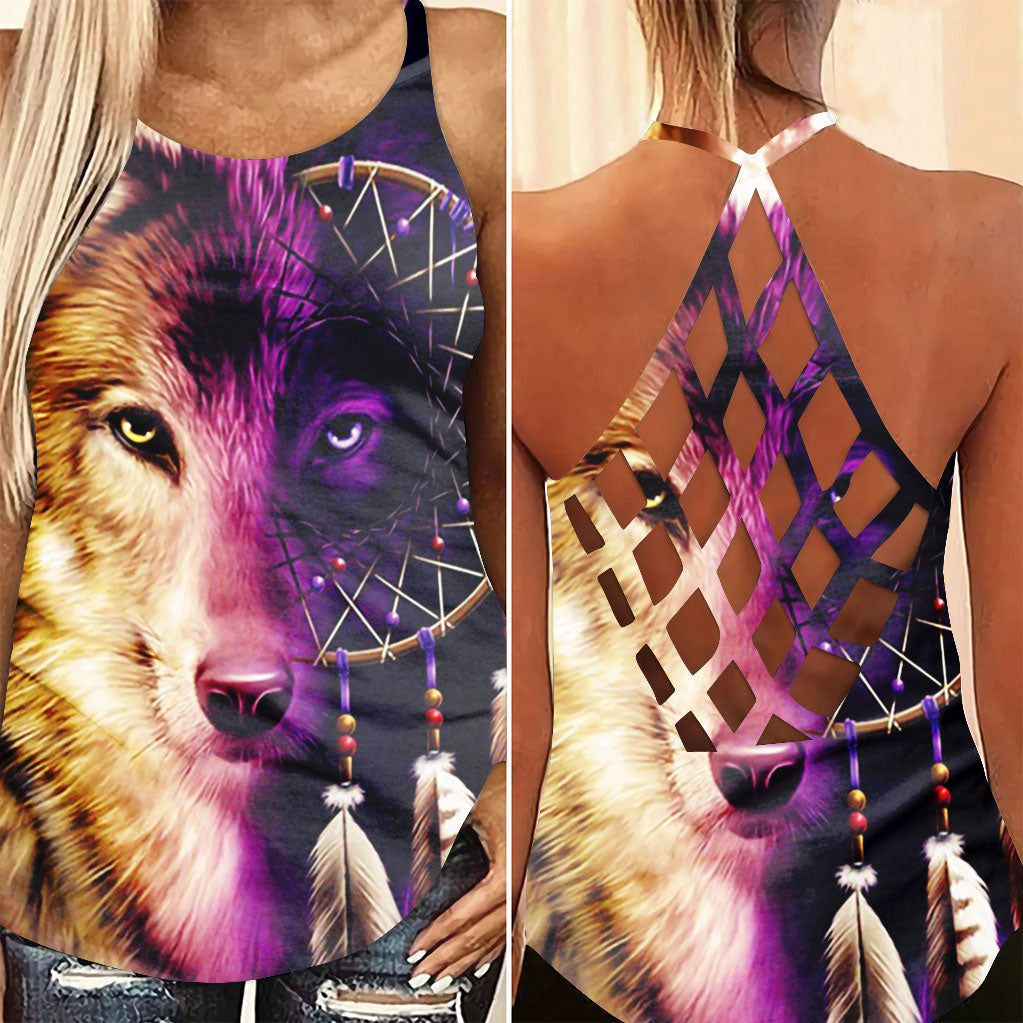 Native Wolf Purple Limited Criss Cross Tank Top WCS