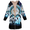 Indigenous Women & Horse Horn Button Long Fleece Windbreaker WCS