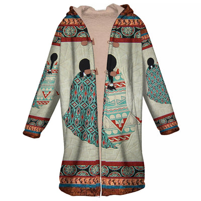 Indigenous Women Horn Button Long Fleece Windbreaker WCS