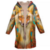 Fox Art Horn Button Long Fleece Windbreaker WCS