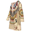 Native American Pattern Horn Button Long Fleece Windbreaker WCS