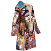 Buffalo Skull Dreamcatcher Horn Button Long Fleece Windbreaker WCS