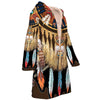 Dreamcatcher Pattern Horn Button Long Fleece Windbreaker WCS