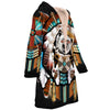 Native American Bear Dreamcatcher Horn Button Long Fleece Windbreaker WCS