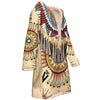 Native American Pattern Horn Button Long Fleece Windbreaker WCS