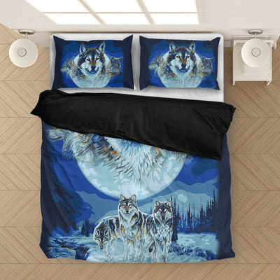 Blue Native Wolf Bedding Set WCS