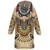 Native American Pattern Horn Button Long Fleece Windbreaker WCS