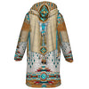 Native American Pattern Horn Button Long Fleece Windbreaker WCS