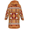 Native American Brown Pattern Horn Button Long Fleece Windbreaker WCS