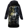 Native American Wolf Spirit Horn Button Long Fleece Windbreaker WCS