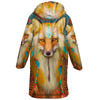 Fox Art Horn Button Long Fleece Windbreaker WCS