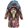 Buffalo Skull Dreamcatcher Horn Button Long Fleece Windbreaker WCS