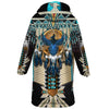 Peacock Pattern Horn Button Long Fleece Windbreaker WCS