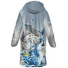 Wolf & Fish Water Art Horn Button Long Fleece Windbreaker WCS