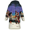 Native American Dance Horn Button Long Fleece Windbreaker WCS