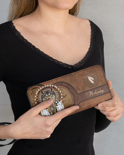 CUSTOM NAME HERE - Native American Wolf Womens Clutch Purse WCS