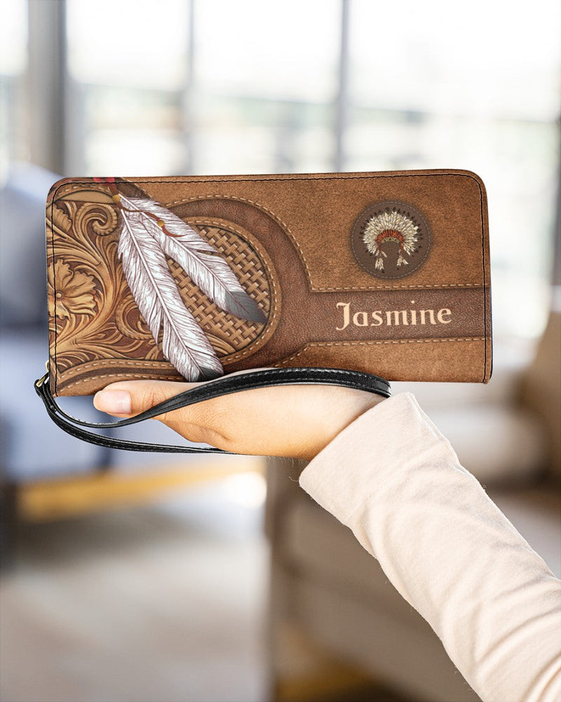 CUSTOM NAME HERE - Native American Wolves Womens Clutch Purse 12 WCS