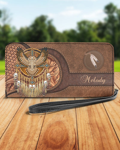 CUSTOM NAME HERE - Native American Wolves Womens Clutch Purse 05 WCS