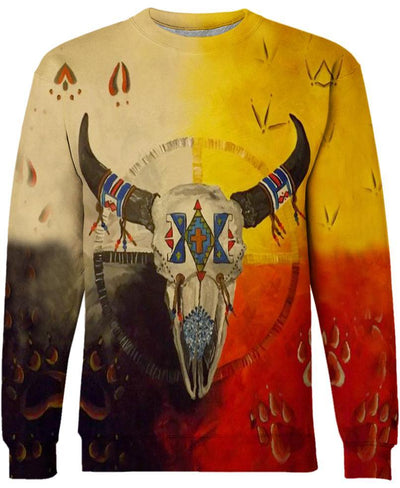 Native Buffalo Skull 3D Hoodie - Native American Pride Shop