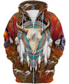 Native Bison Skull 3D Hoodie - Native American Pride Shop